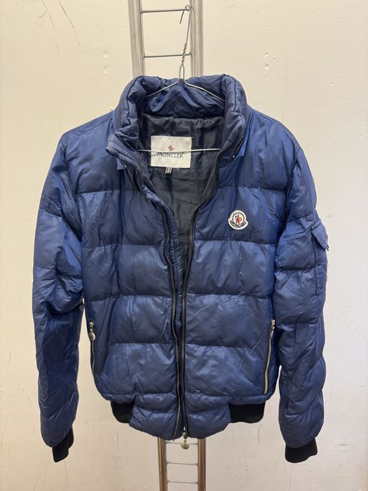 Geacă Moncler originală, puf natural, albastru marin, unisex