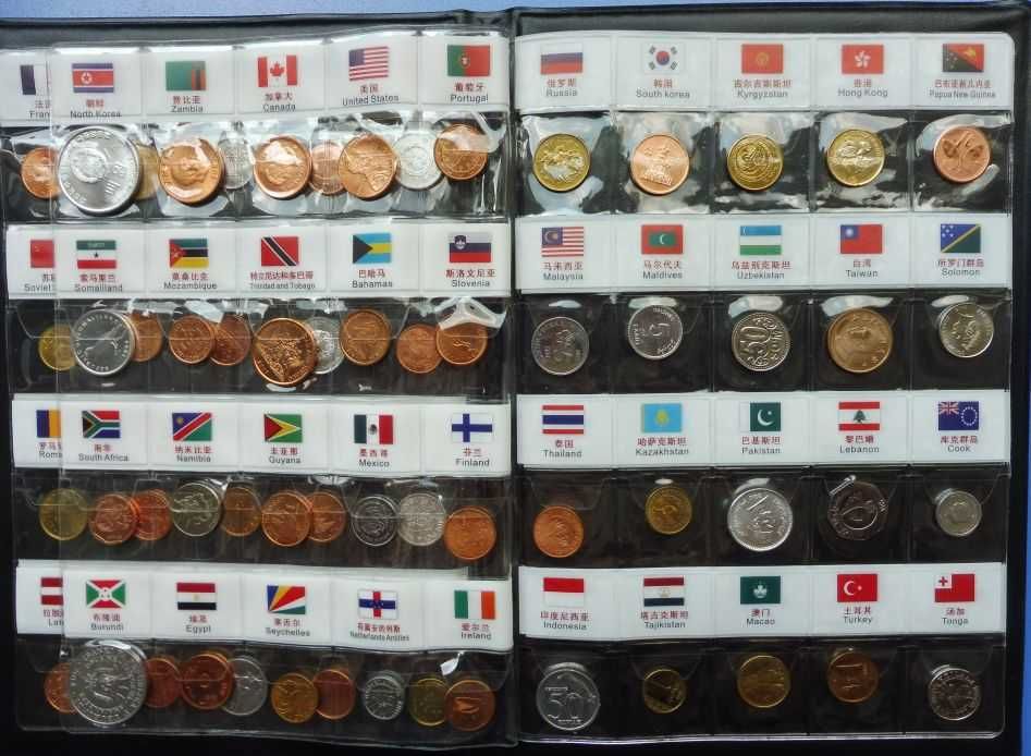 Албум с монети от 60 РАЗЛИЧНИ държави от цял свят, колекционерски