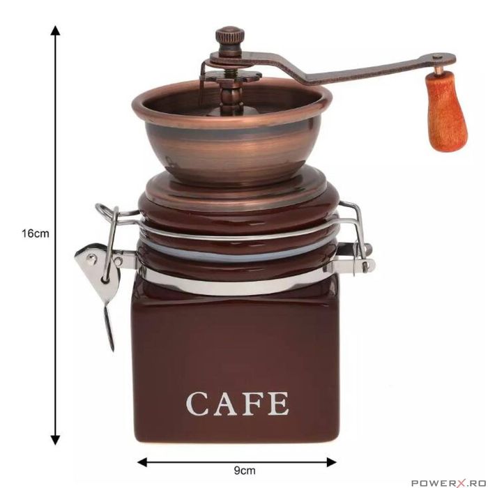 Rasnita de cafea traditionala, manuala, 19.5x8x8 cm, Kinghoff