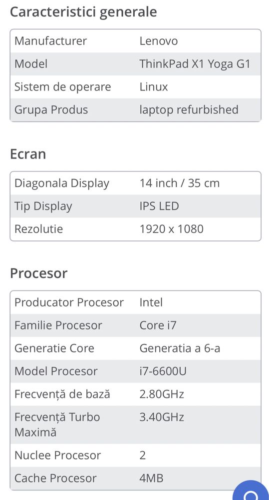 Laptop Lenovo Refurbished i7