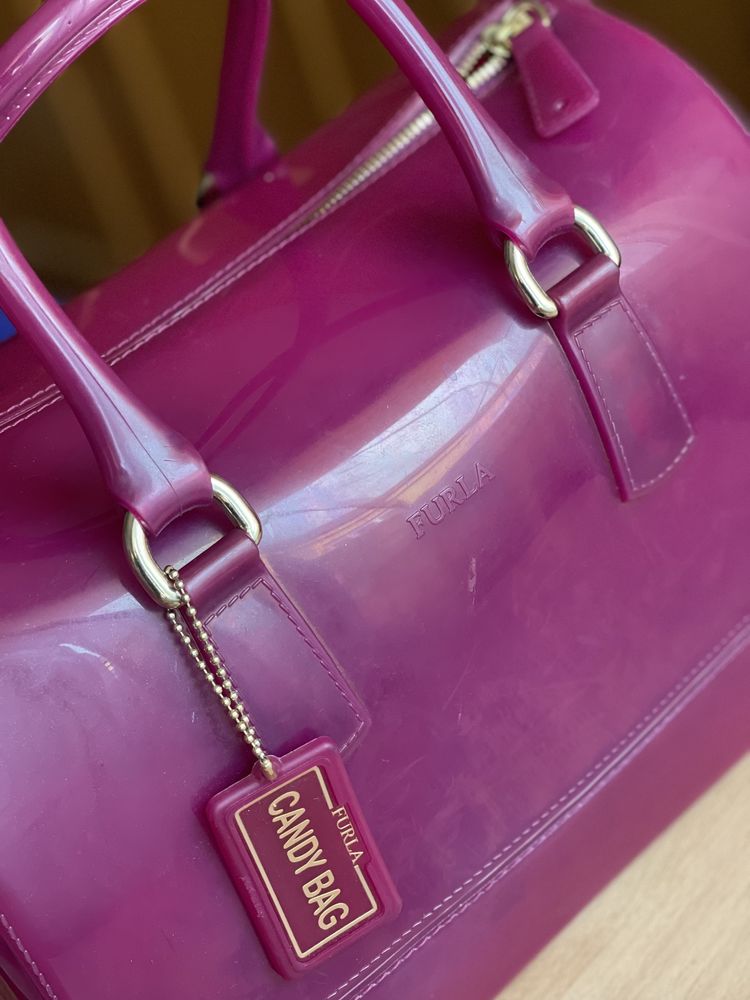 Geanta originala Furla Candy bag mov lacăt