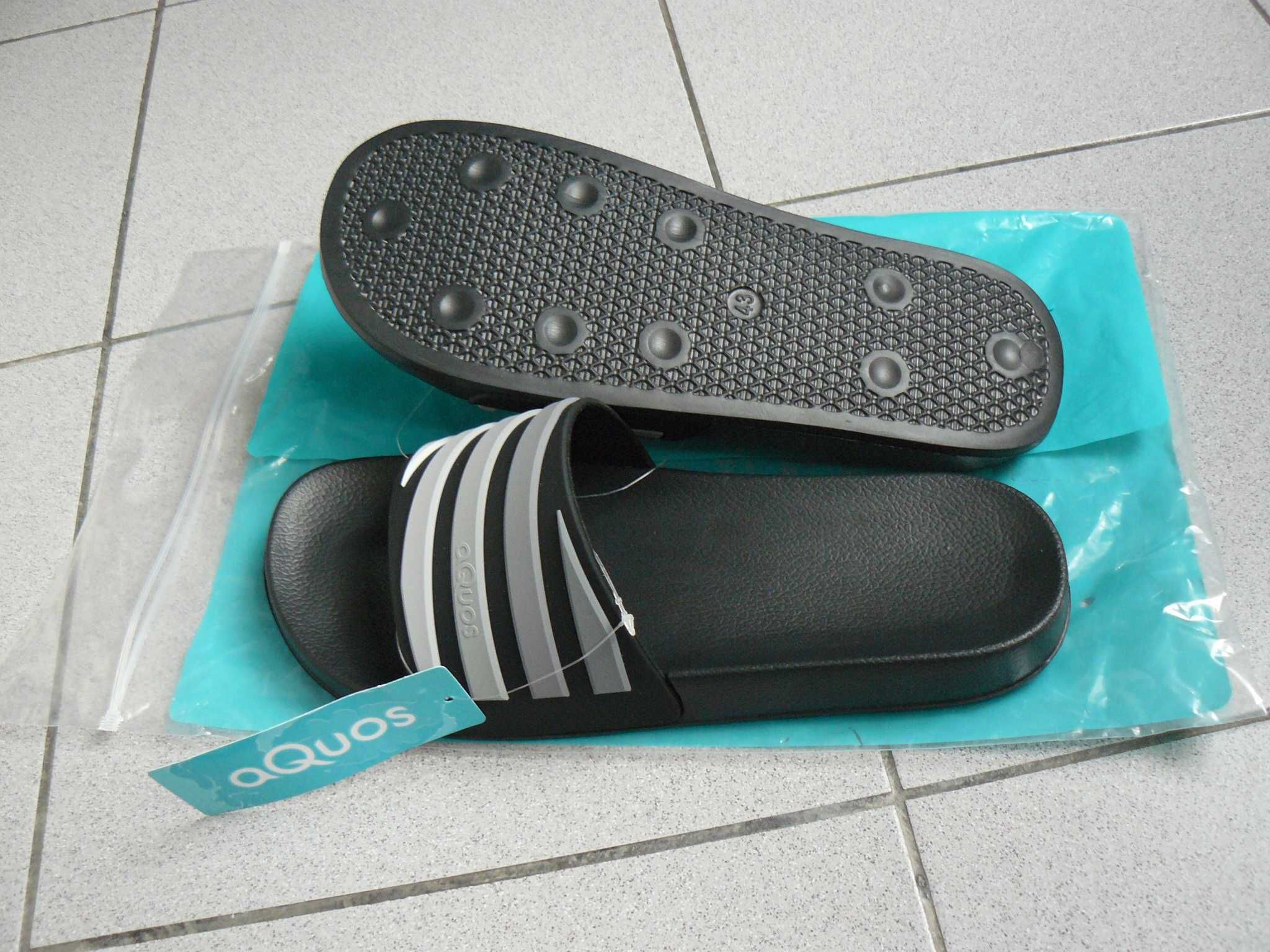 Slapi/Papuci Plaja AQUOS ZIPTOP Originali,Noi,Negru/Alb,Nr.42, 43, 44