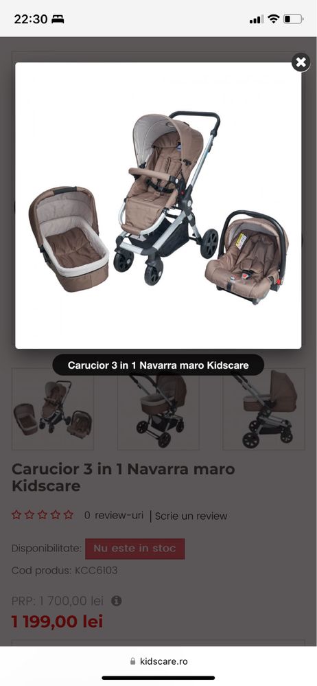 Carucior Kids Care 3 in 1 cadita bebe cadou