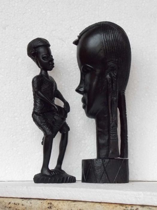 statueta abanos sculptura lemn arta veche figurine antichitati