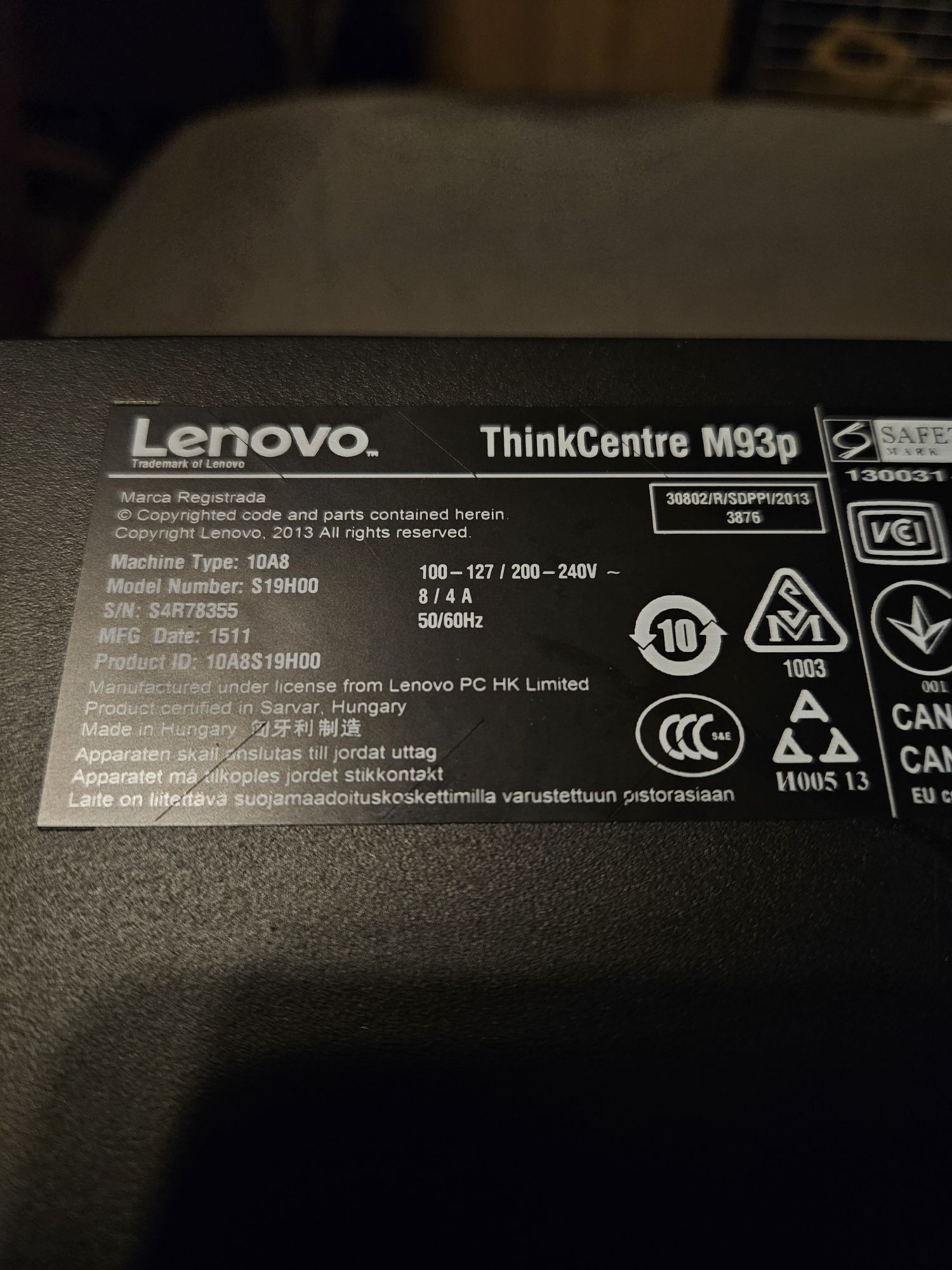 Настолен компютър Lenovo ThinkCentre M93p Core i5-4570