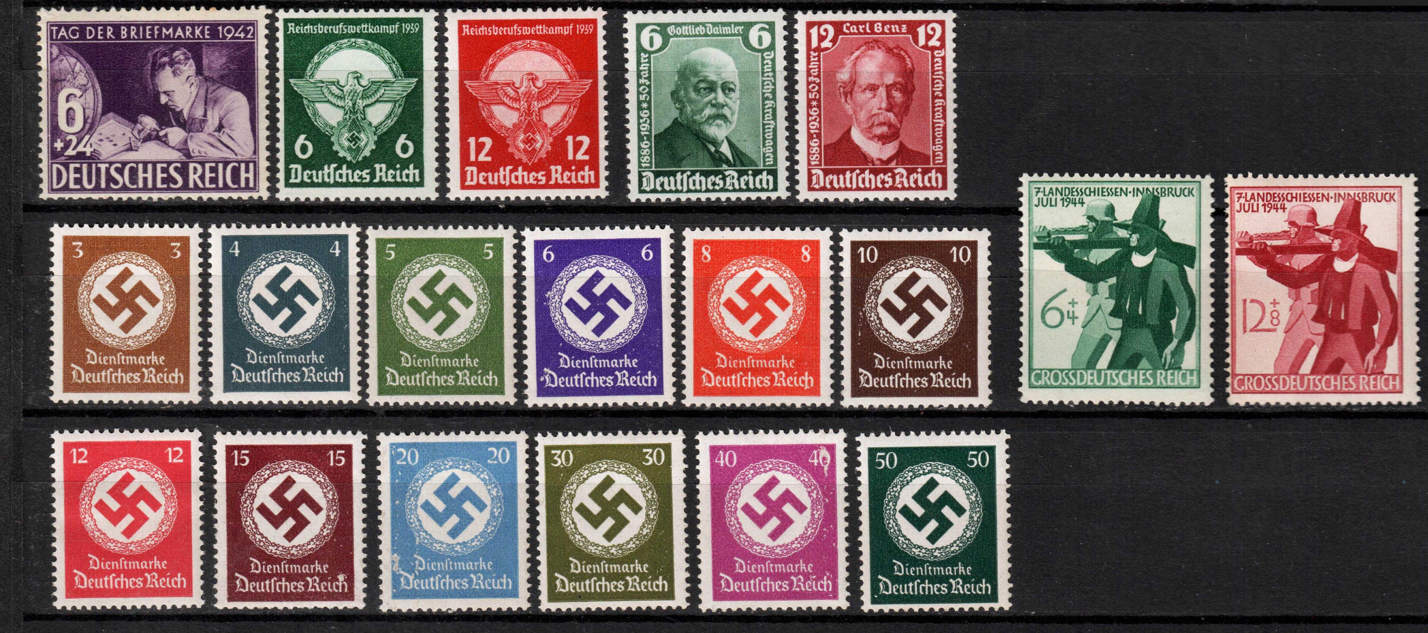 TImbre Al treilea Reich nestampilate MNH: 53 emisiuni complete