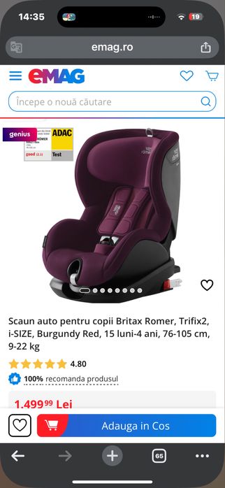 Scaun Auto Britax Romer 15luni-5 ani 22 kg