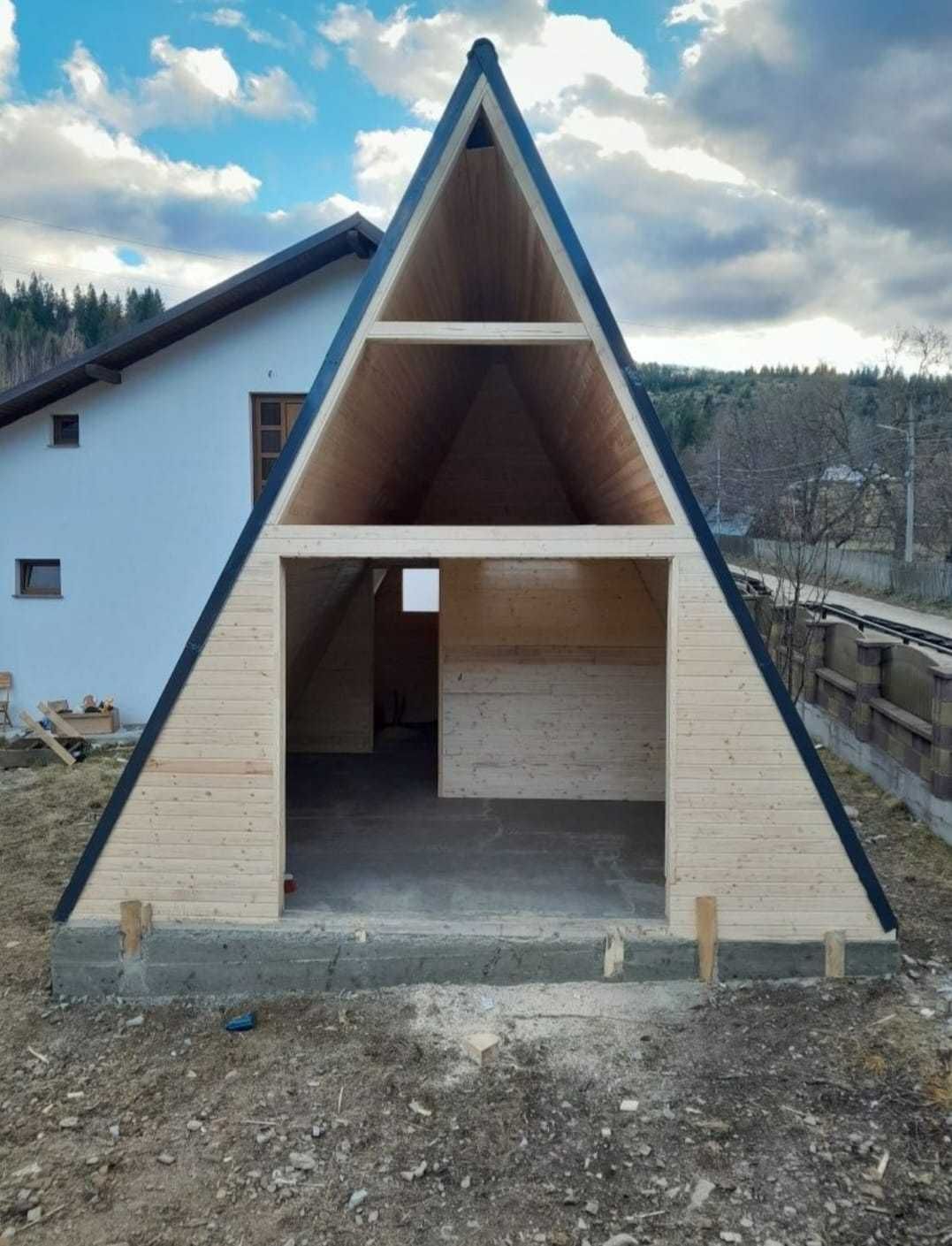 De Vanzare Cabana tip A Frame si casa din structura de lemn la comanda