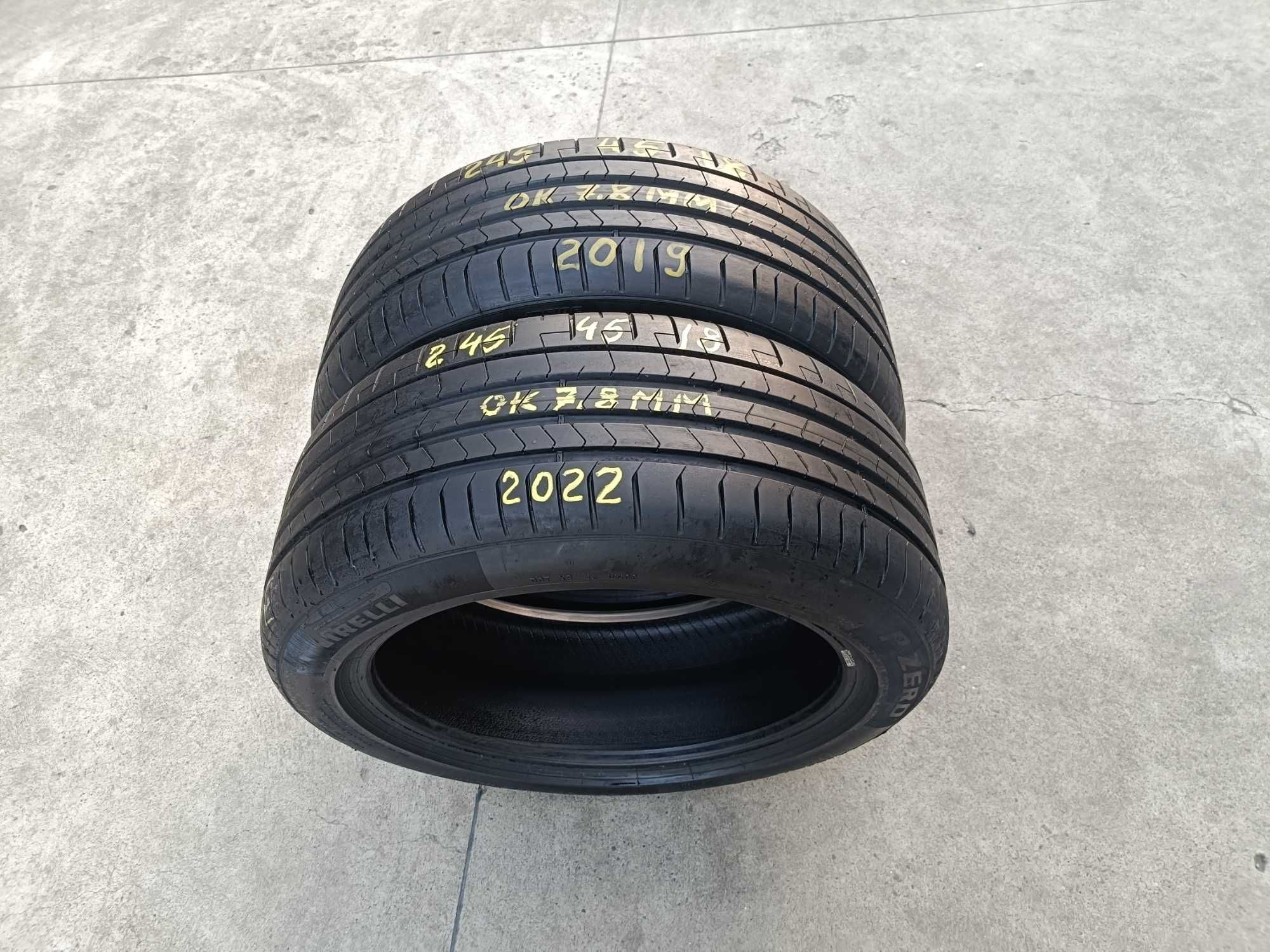 Doua anvelope vara 245 45 18 pirelli p zero pz4 profil de 7,8 mm