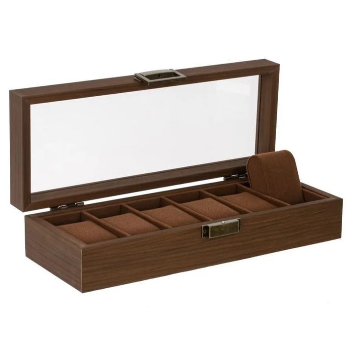 Шкатулка для часов и украшение деревянная 6 ячеек