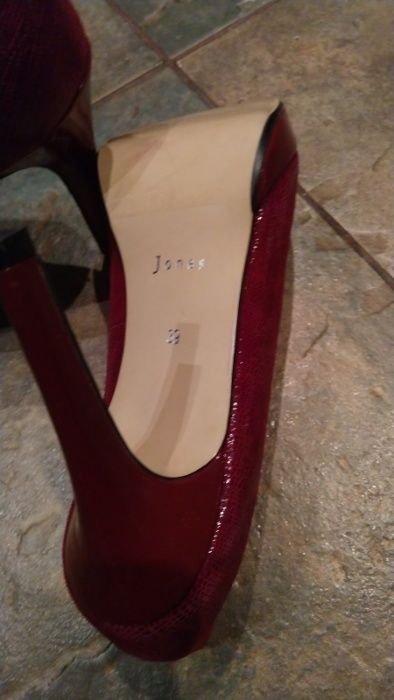 Vand pantofi piele cu toc culoare bordo, marca Jones New York