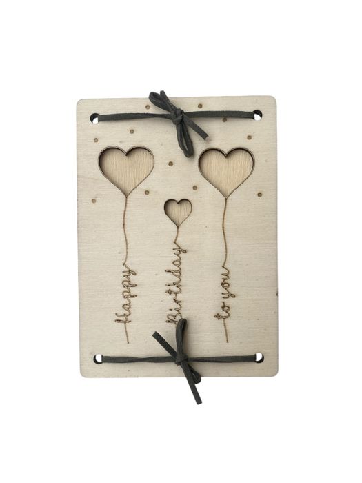 Felicitare din lemn gravată