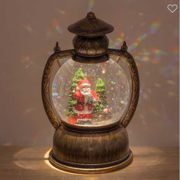 Коледен фенер със снежни топки, LED музикален дизайн с Дядо Коледа