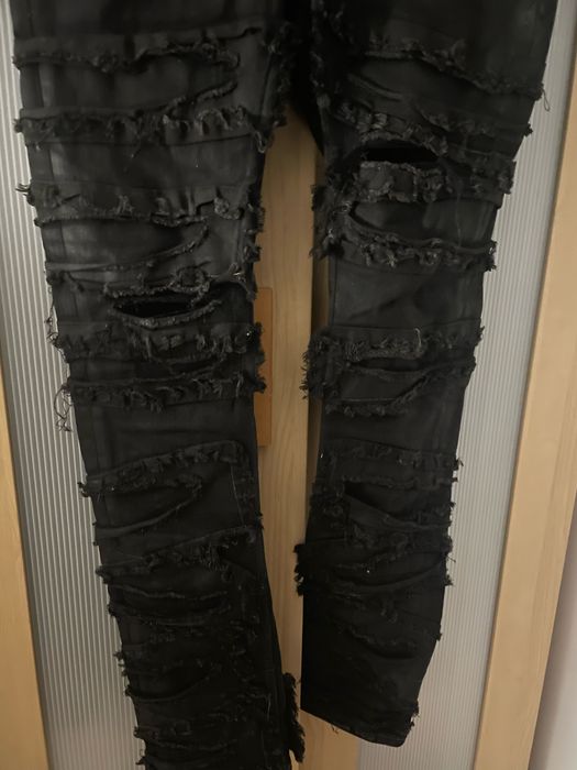 Rick Owens slashed jeans