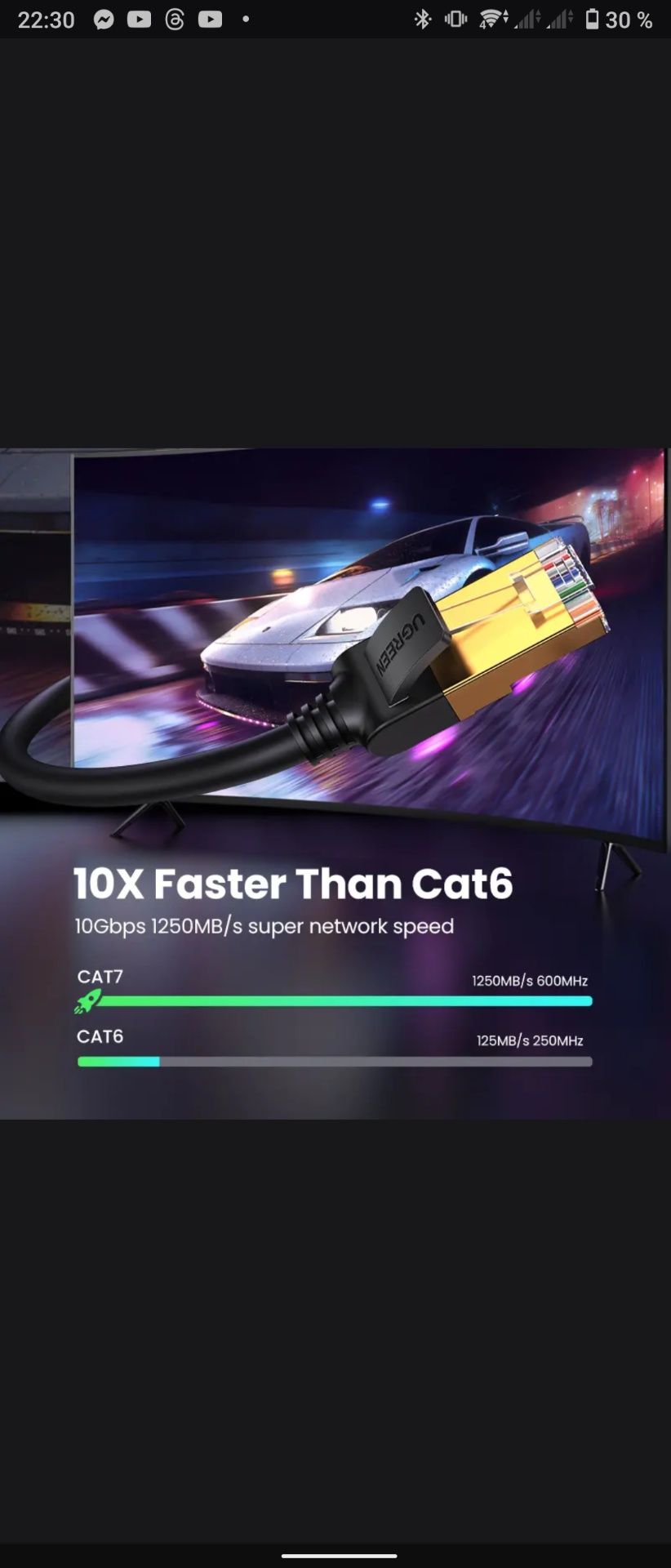 Ugreen CAT 7 Ethernet кабель 10 Гбит/с