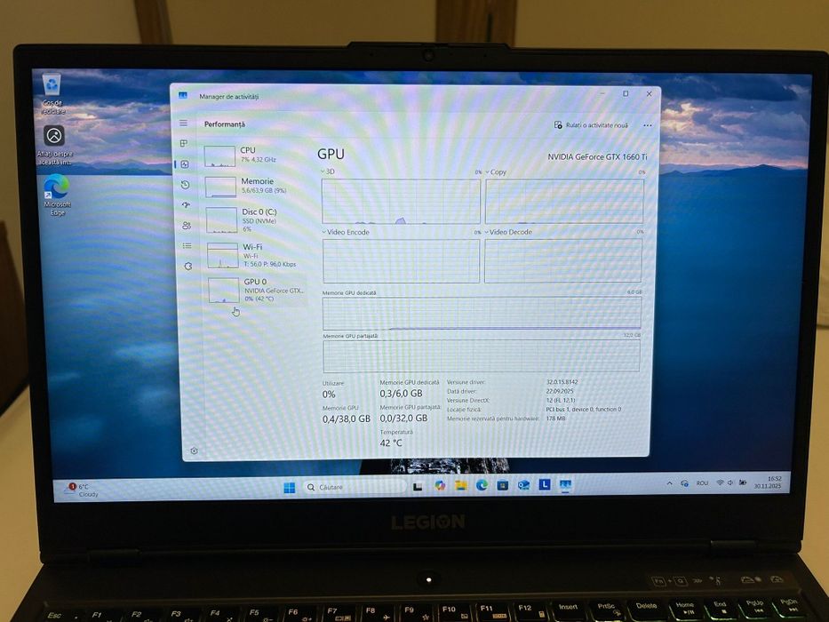 Laptop Gaming Lenovo Legion 5 1660Ti