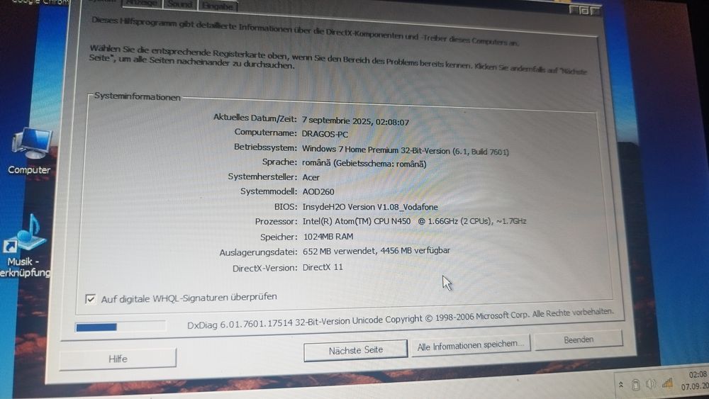 Laptop Acer aspire one d260
