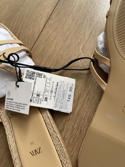 Papuci ZARA din piele si iuta, Noi masura 38, 40 si 41