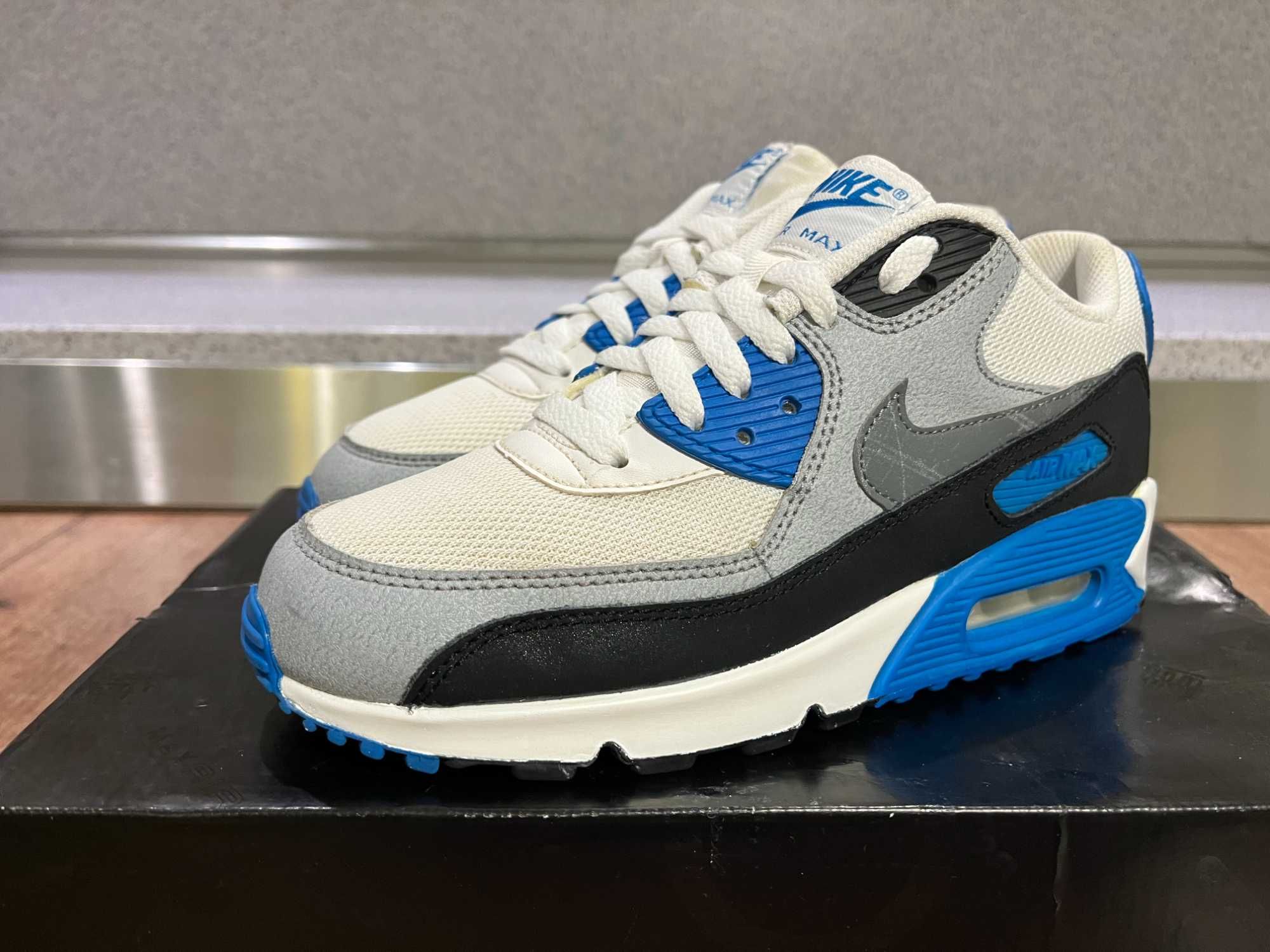 ОРИГИНАЛНИ *** Nike Air Max 90 Mesh (GS) White / Cool Grey-Blue