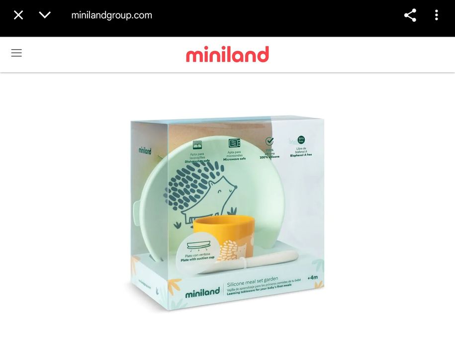 Силиконов комплект за хранене от 3 части Miniland - Forest