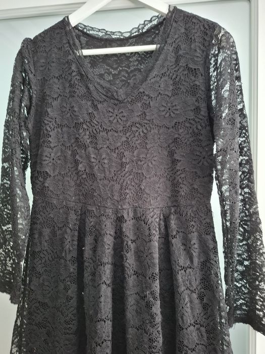 Rochie neagra din dantela made in Italy