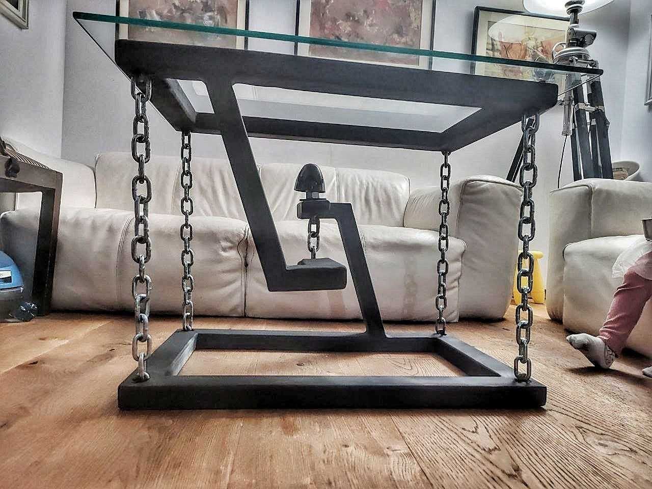 Masa de cafea din metal și sticlă.Tensegrity Table Steel & Glass