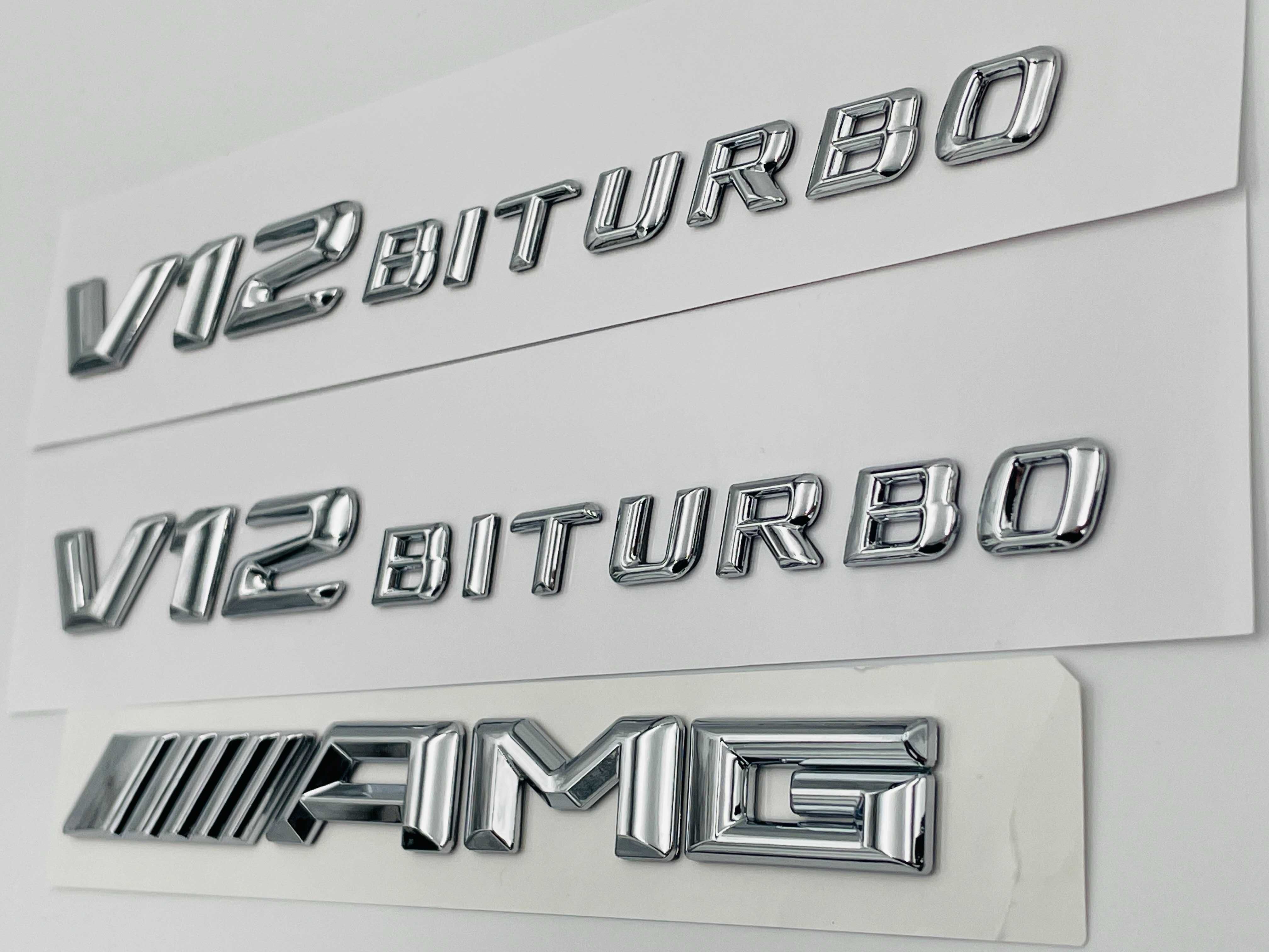 Set embleme compatibile Mercedes V12 biturbo AMG crom