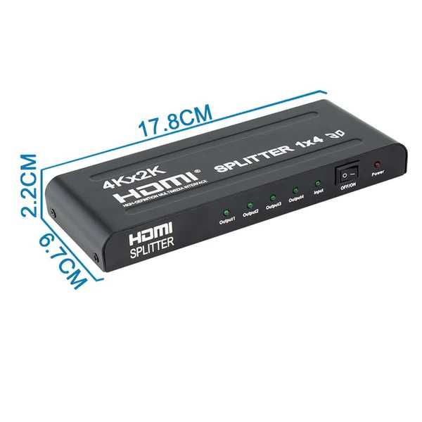 Разветвитель HDMI Splitter 1in 4Out 4K/2K Full UHD 1080p Поддержка 3D