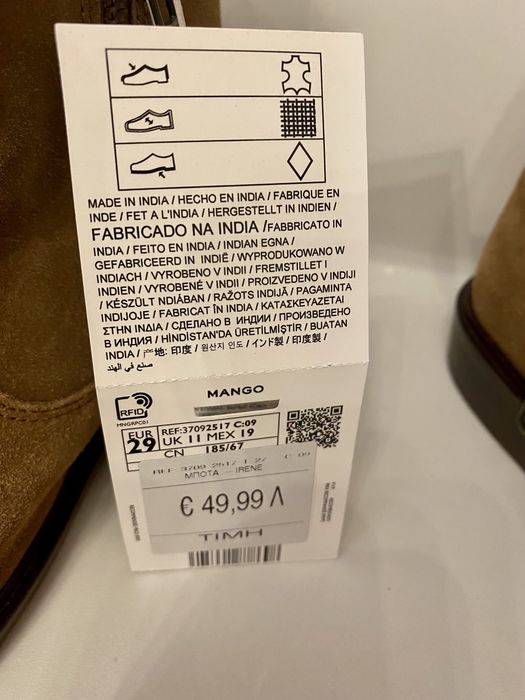 Уникални ботушки Mango Kids за момиче, естествен велур. 29 номер