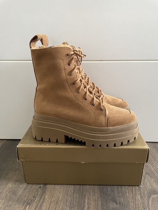 Ghete dama din piele intoarsa, maro, marimea 36