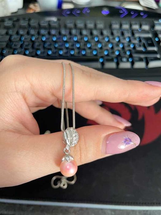 set de argint cu perle artificiale