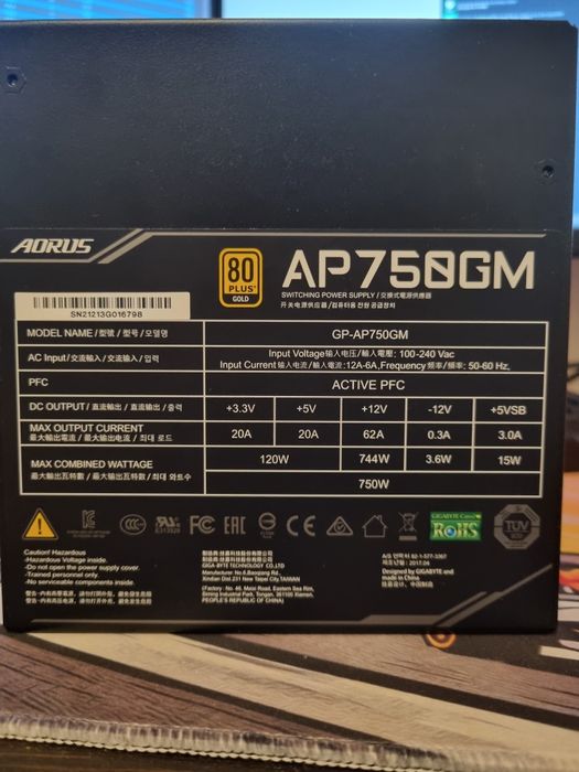 Sursa Modulara Gigabyte AORUS P750W Aproape noua.
