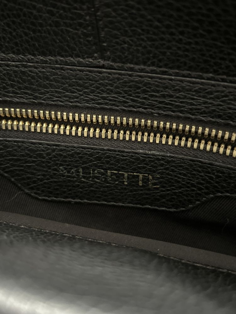 Geanta MUSETTE - office, piele intoarsa neagra