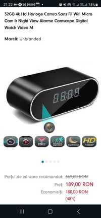 32GB 4k Hd Horloge Camra Sans Fil Wifi Micro Cam Ir Night View Alarme