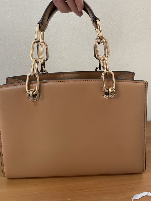 Michael Kors кафява кожена чанта камел