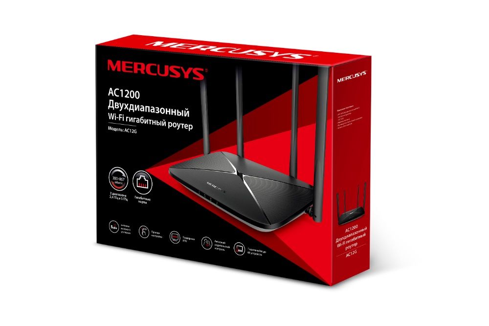 Mercusys, AC1300 Двухдиапазонный гигабитный Wi‑Fi роутер, AC12G