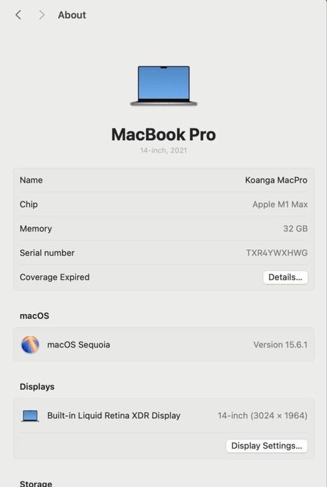 MacBook pro M1 MAX 32GB, 1TB