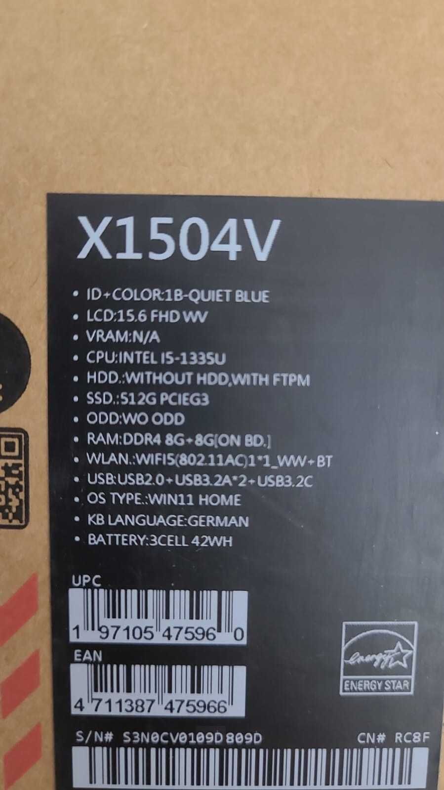 Laptop ASUS X1504V, i5-1335U , windows 11 , 16 gb ram -nou