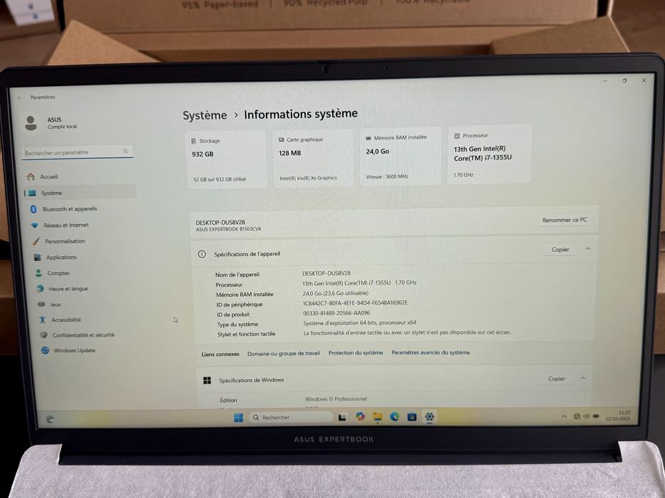 Laptop ASUS ExpertBook B1503CVA 15.6 Gri i7-1355U 24GB 1TB  Nou