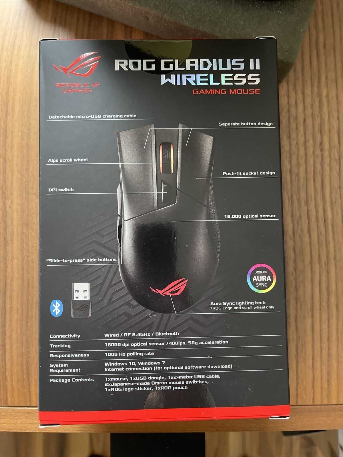 Мишка ASUS ROG Gladius II Wireless безжична WIFI + Bluetooth 4.0