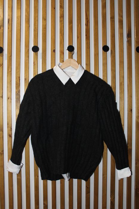 Pulover lână 100%, woolmark, negru, gros