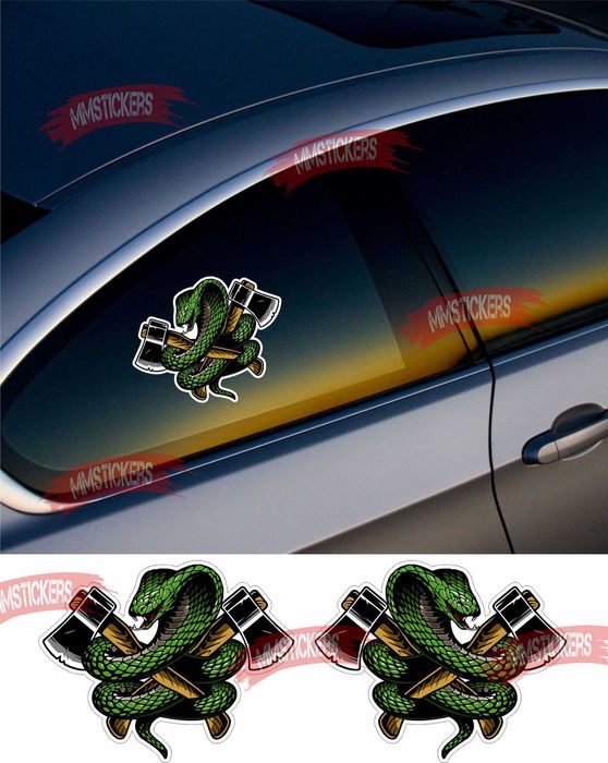 Универсален Стикер Змия с брадви