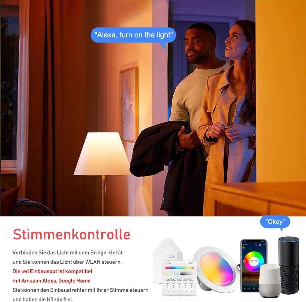 Pachet 10 spoturi LED încastrate Bluetooth WiFi 5W 230V 350LM Alexa