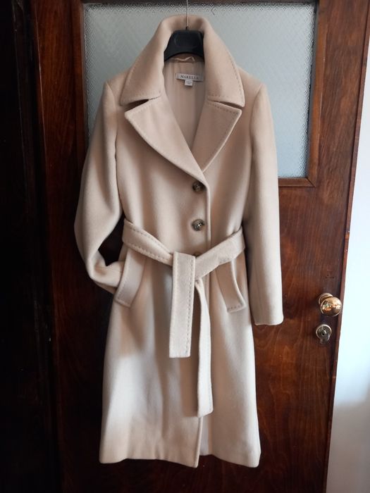 Палто Марела, Италия – вълна колекция есен–зима с кожена, лисица яка