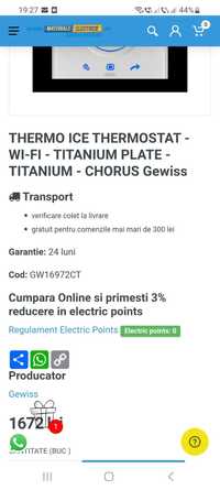 Gewiss Termostat Termo Ice WI-FI Titan Aparent GW 16971CT