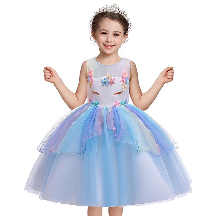 Rochie printesa petrecere unicorn broderie tulle 4-6 ani