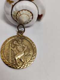 Medalion/amuletă vintage aur 9k cu St Christopher(antikgemma)