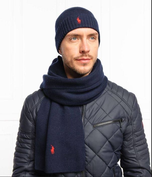 Мъжки подаръчен комплект шал и шапка в кутия Polo