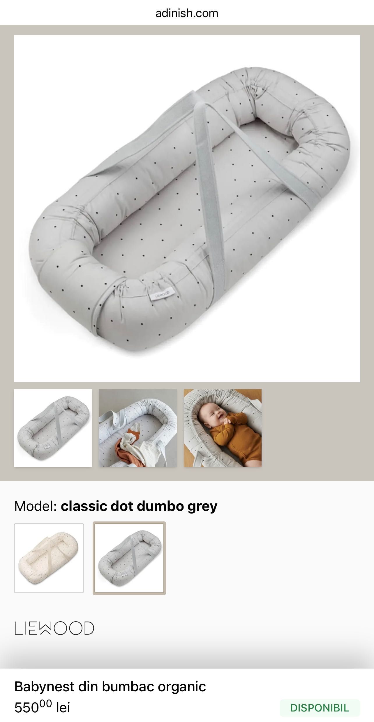 Babynest din bumbac organic Liewood