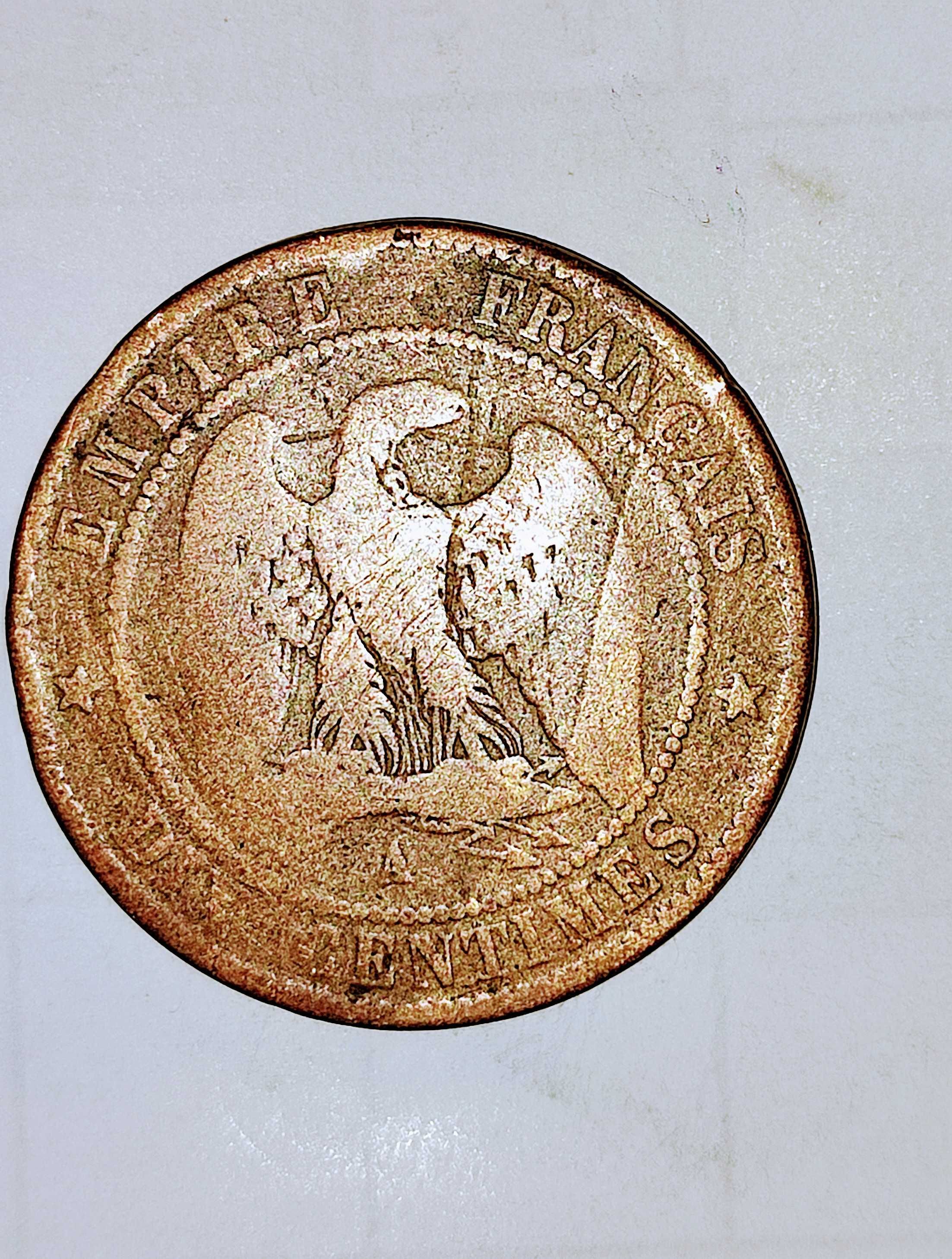 Два сантима 1852 година.Наполеон ||| Франция.